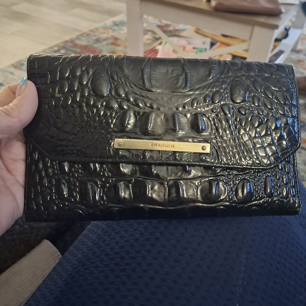 Brahmin Black Crocodile Embossed Women's Clutch